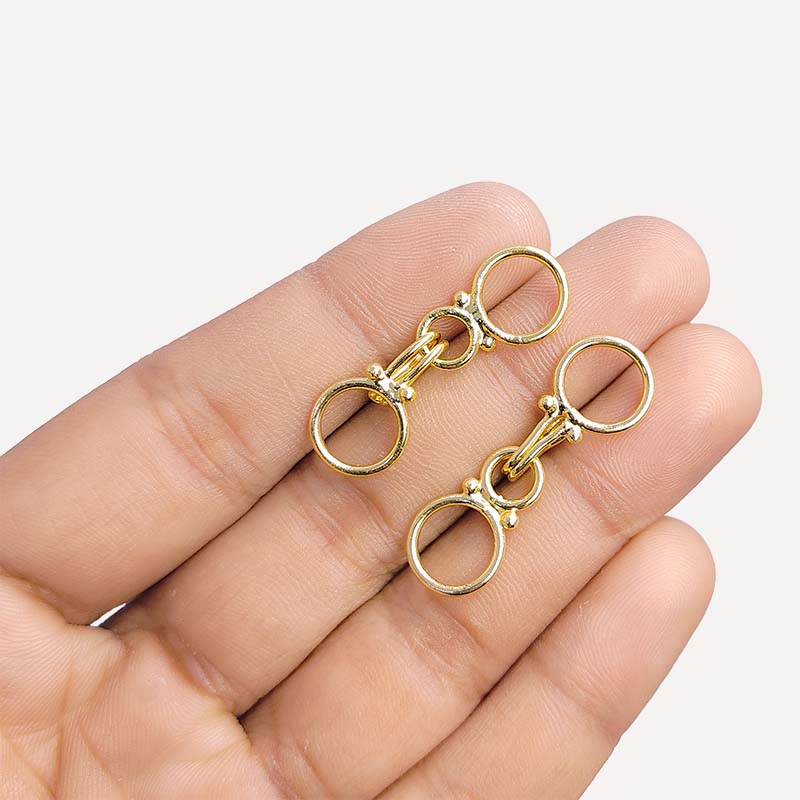 18K Gold Overlay Over Copper elegant clasp hook for handmade jewelry closures crafted in India.