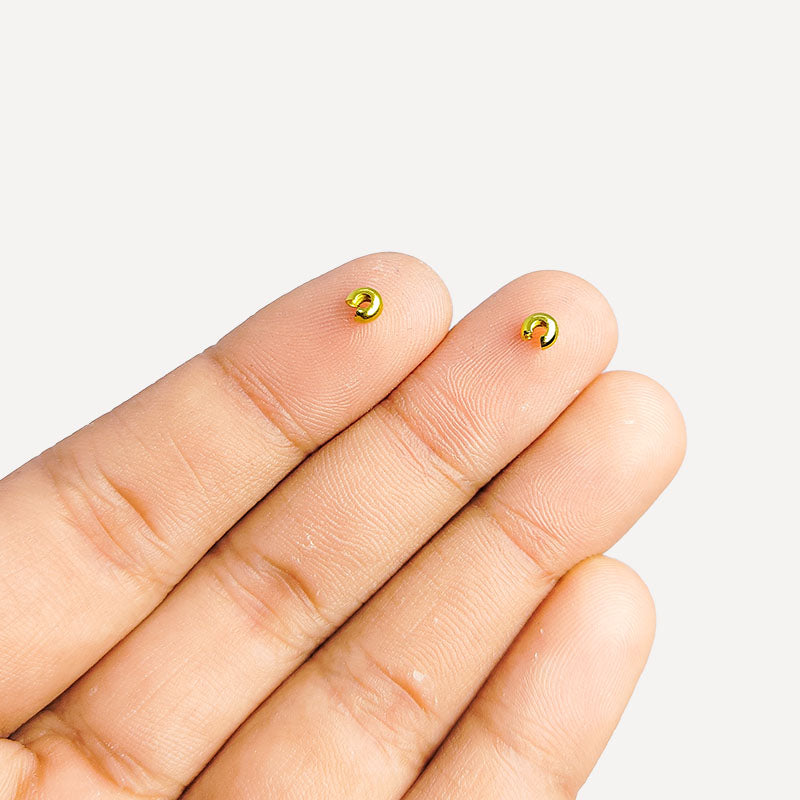 Elegant 18K Gold Overlay Over Copper round crimp cover jewelry component, handcrafted in India