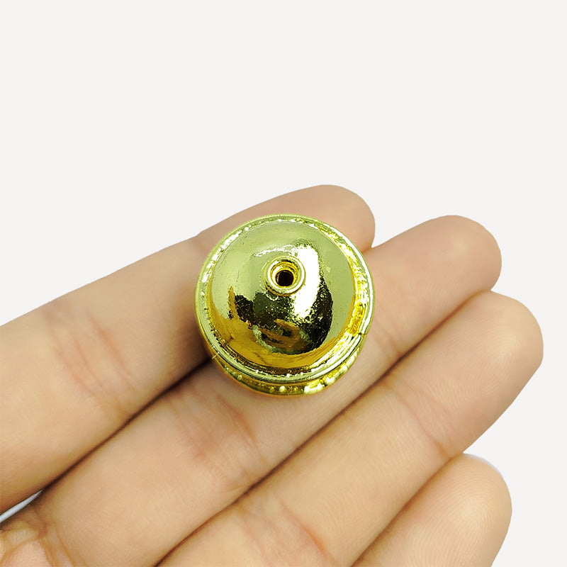 Diagonal textured dome bead cap with loop crafted using 18K Gold Overlay Over Copper, handcrafted in India, ideal for earrings and pendants.