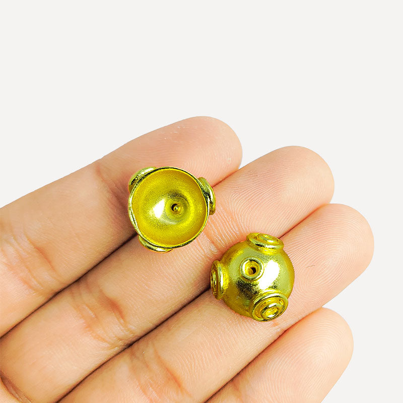 Elegant Multi-Hole Dome Bead Connector Handcrafted In India With 18K Gold Overlay Over Copper For Necklaces And Bracelets