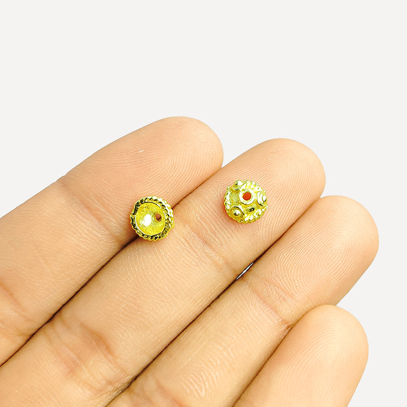 Granulated Round Spacer Bead With Single Hole Handcrafted In India With 18K Gold Overlay Over Copper For Jewelry Making