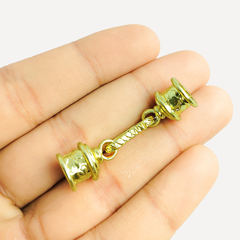 Decorative jewelry end cap with loop in 18K Gold Overlay Over Copper, handcrafted in India.