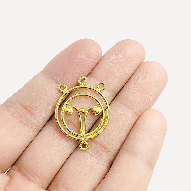 Luxury chandelier earring finding with circular design and multiple loops in 18K Gold Overlay Over Copper, handcrafted in India