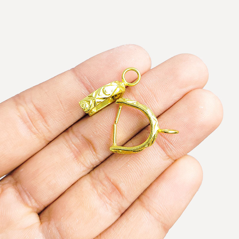 Luxury handcrafted pendant bail in 18K Gold Overlay Over Copper, jewelry finding from India