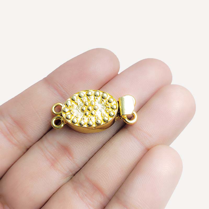 Traditional oval multi strand clasp with 2 hole made in 18K Gold Overlay Over Copper handcrafted in India