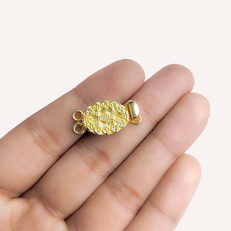 Traditional oval textured multi strand clasp with 2 hole made in 18K Gold Overlay Over Copper handcrafted in India