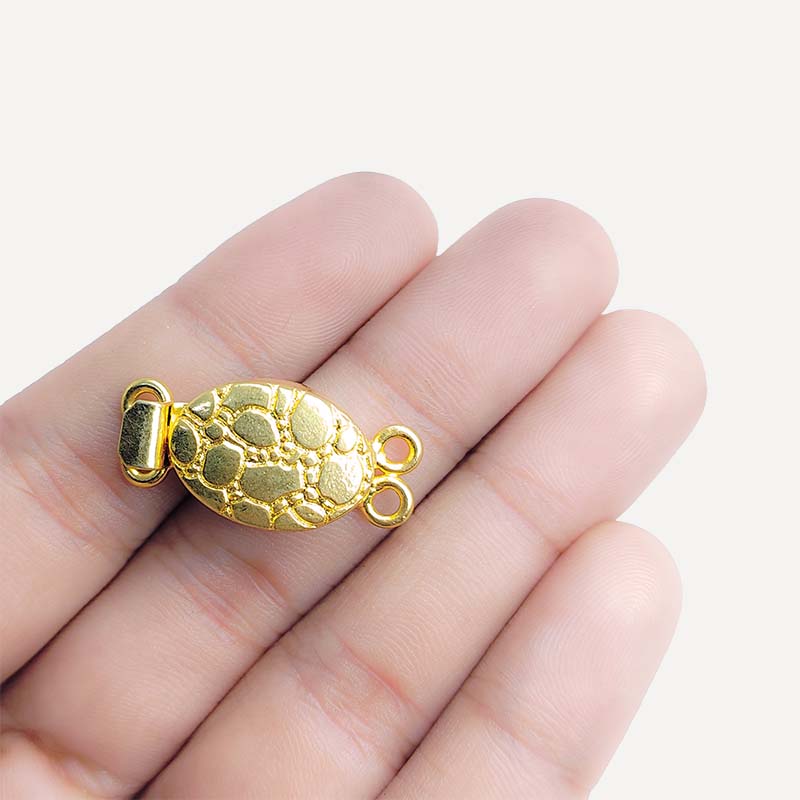 Lucky turtle multi strand magnetic clasp with 2 hole, 18K Gold Overlay over copper, handcrafted in India.