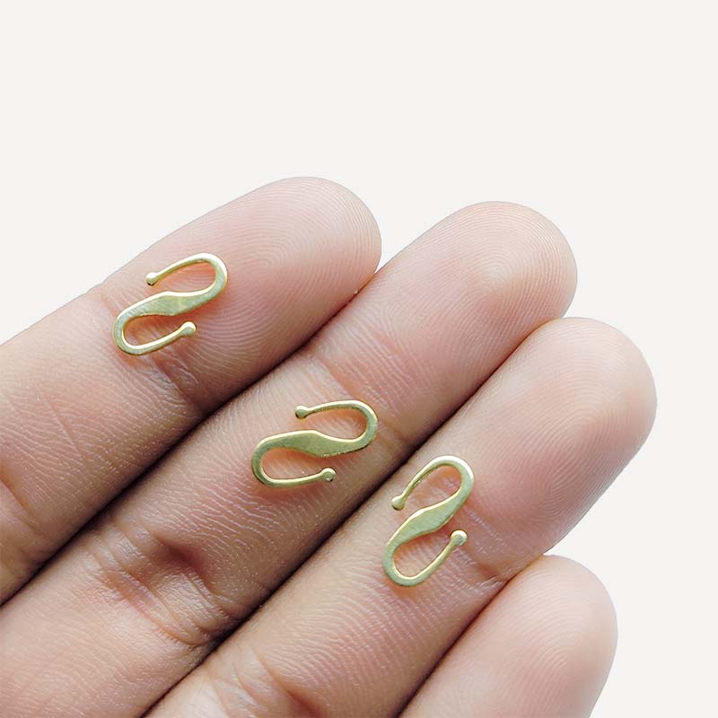 Handcrafted curved hook clasp in 18K Gold Overlay Over Copper from India for simple and modern jewelry designs.