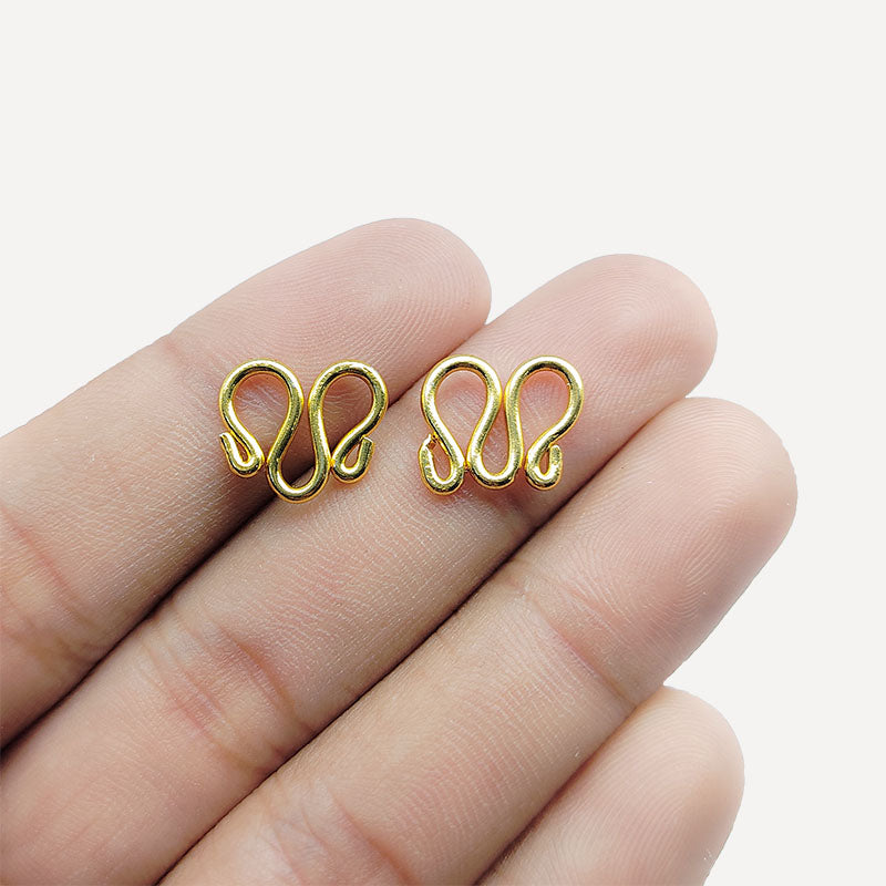 Curved jewelry hook in 18K Gold Overlay Over Copper handcrafted in India for retail jewelry making