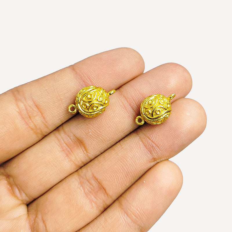 18K Gold Overlay Over Copper round designer box clasp handcrafted in India for handmade jewelry