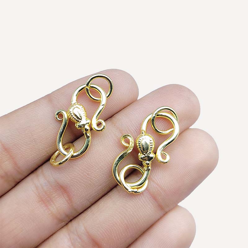 18K Gold Overlay Over Copper elegant S hook connector handcrafted in India for jewelry making