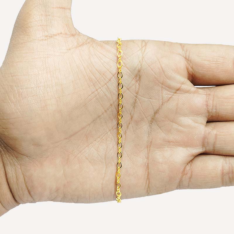 Elegant 18K Gold Overlay Over Copper mixed oval link beading chain handcrafted in India for custom jewelry styling