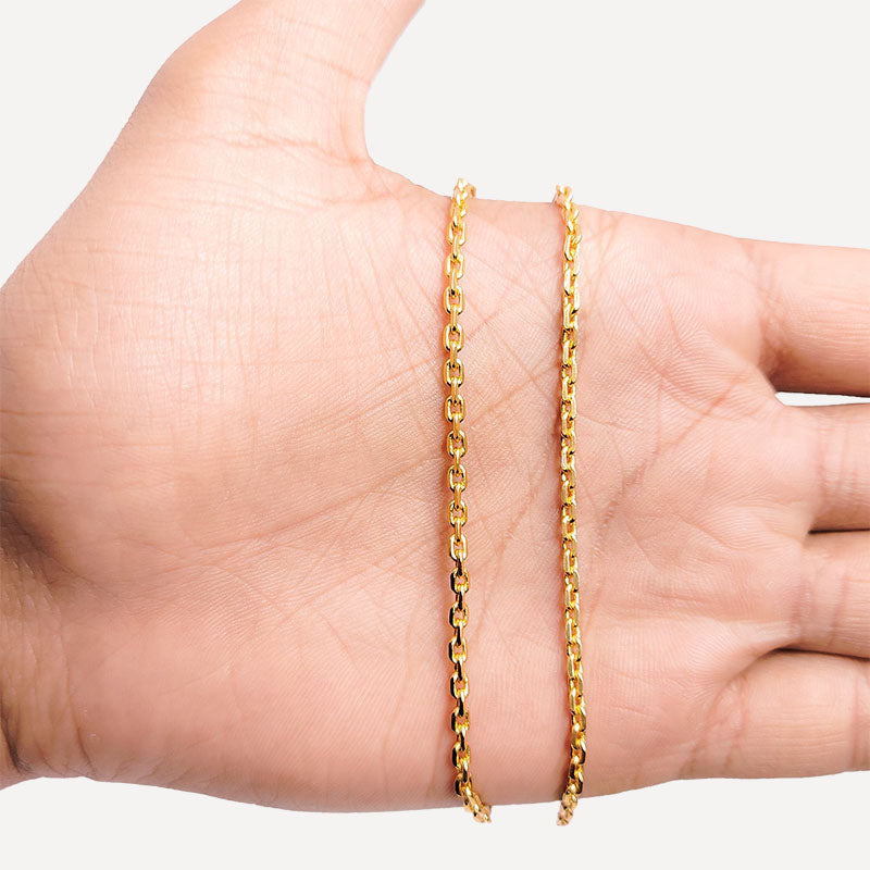 Elegant 18K Gold Overlay Over Copper compact oval link chain handcrafted in India for custom jewelry styling