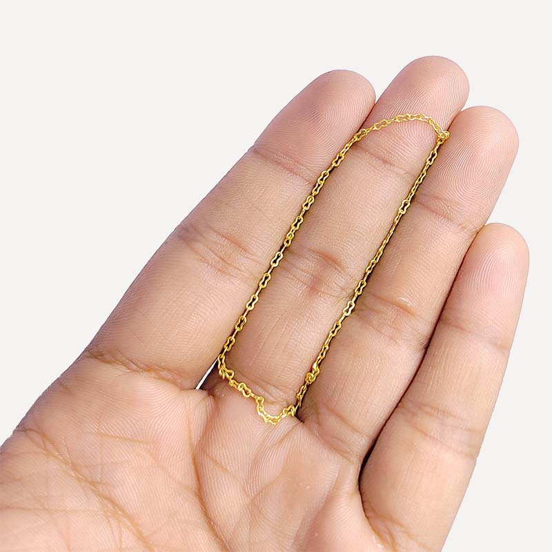 Fine micro link chain crafted with 18K Gold Overlay Over Copper featuring slim interlocking links for delicate and everyday jewelry styling