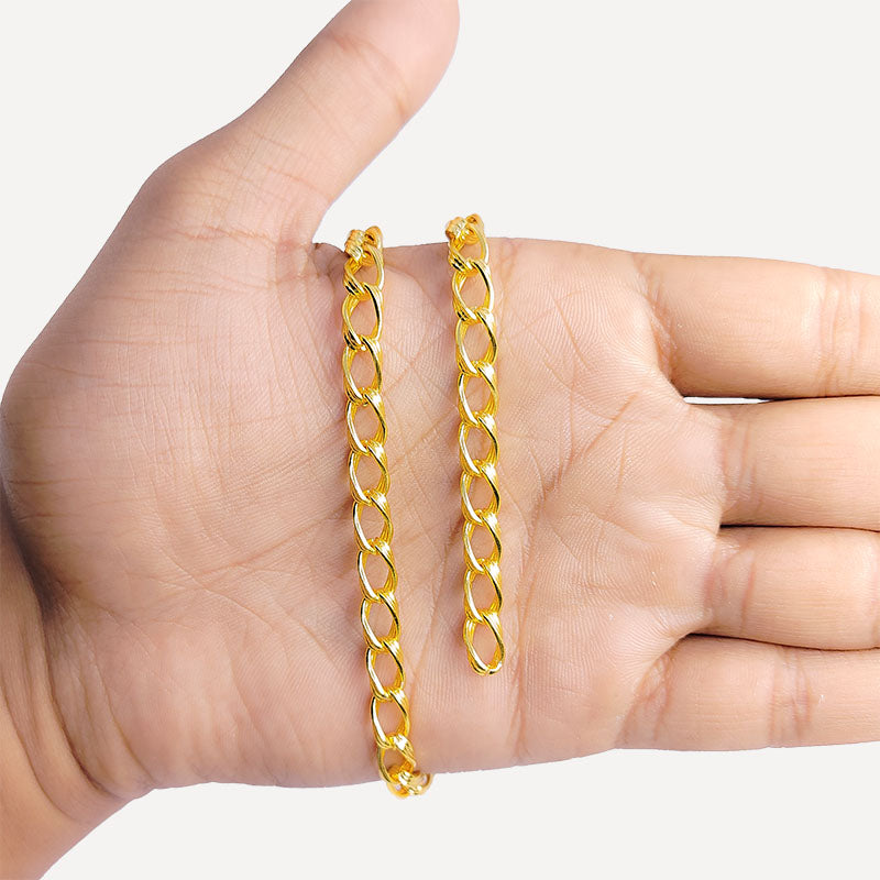 Wide oval link 18K Gold Overlay Over Copper jewelry chain with polished finish, ideal for statement necklaces, bracelets, and custom jewelry making projects