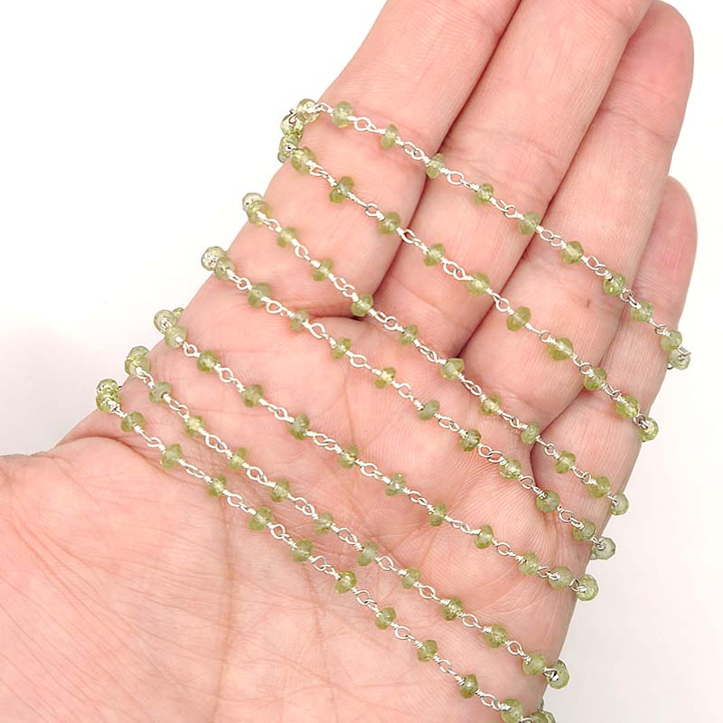 Rose Gold Overlay Over Copper peridot quartz beaded extender chain 3MM jewelry making supply India