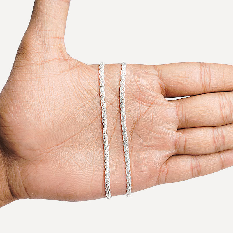 Elegant fine braided beading and extender chain crafted with silver overlay over copper featuring polished finish for modern handcrafted jewelry designs