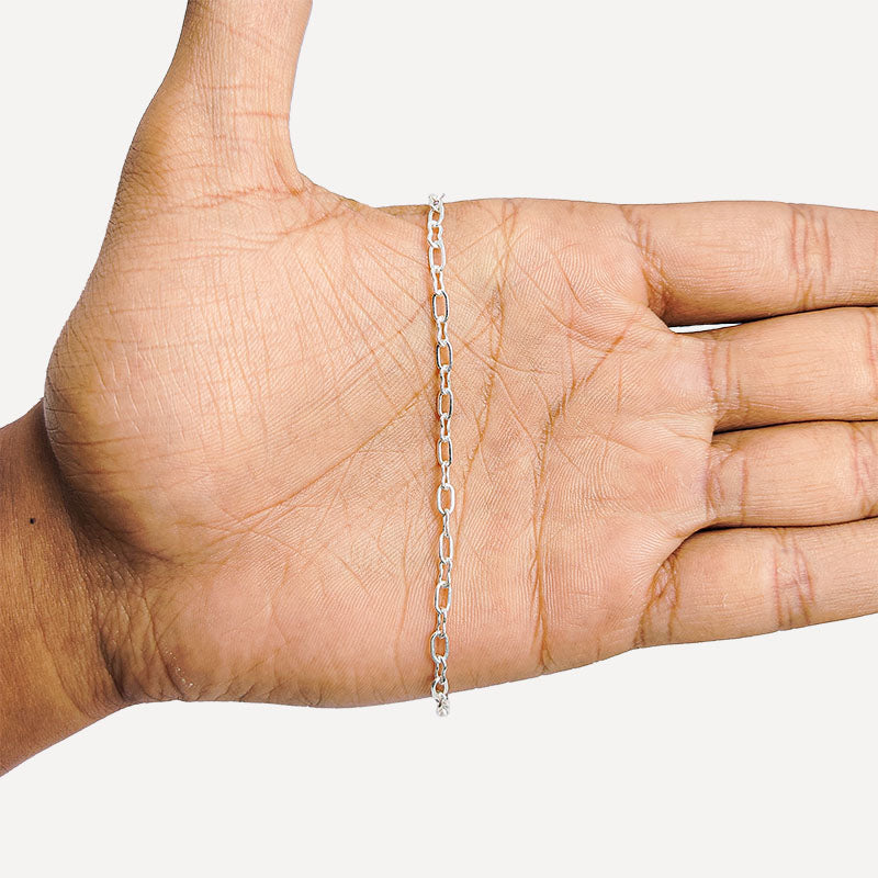 Elegant fine elongated link beading and extender chain crafted with silver overlay over copper featuring polished finish for modern handcrafted jewelry designs