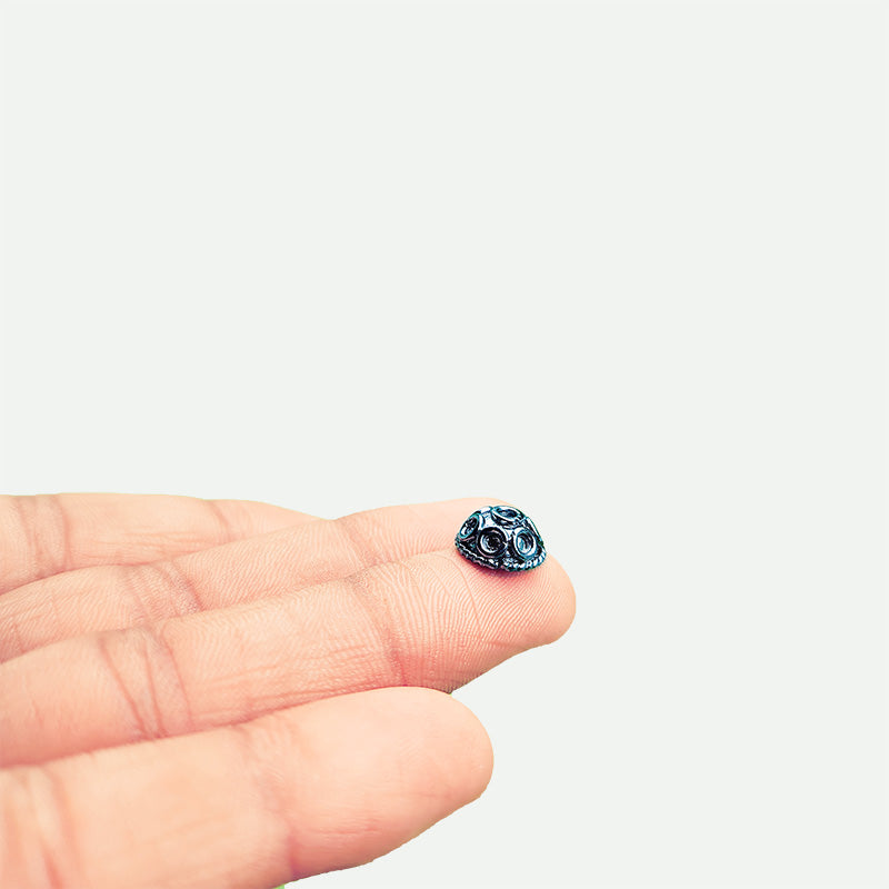 Black Rhodium Overlay Over Copper designer bead cap handcrafted in India with decorative rope edge finish