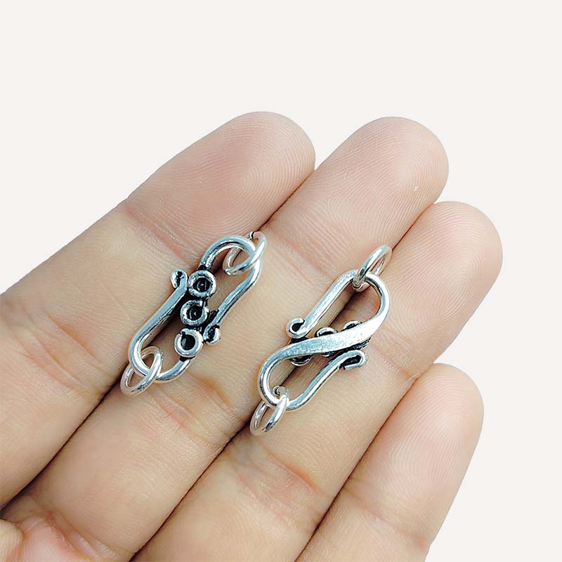 Silver overlay over copper S hook handcrafted in India for retail jewelry making