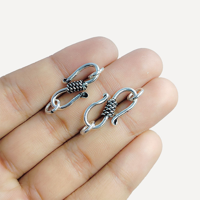 Silver overlay over copper S hook with wrap accent handcrafted in India for retail jewelry making