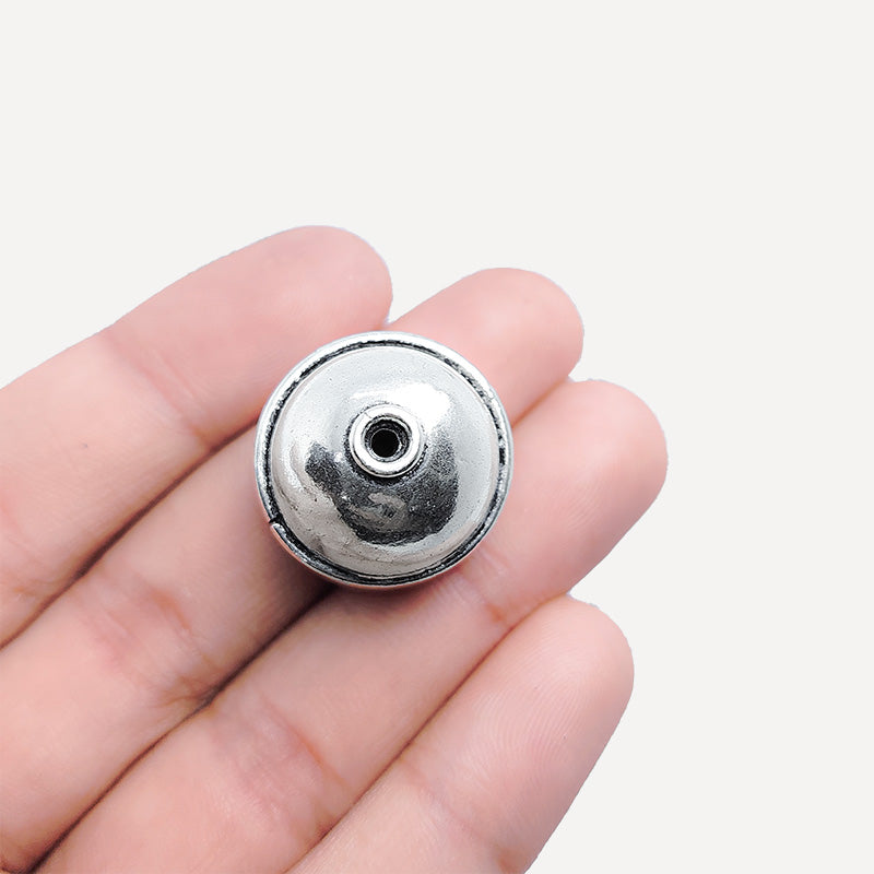 Silver Overlay Over Copper artisan dome end cap handmade in India with antique oxidized finish.