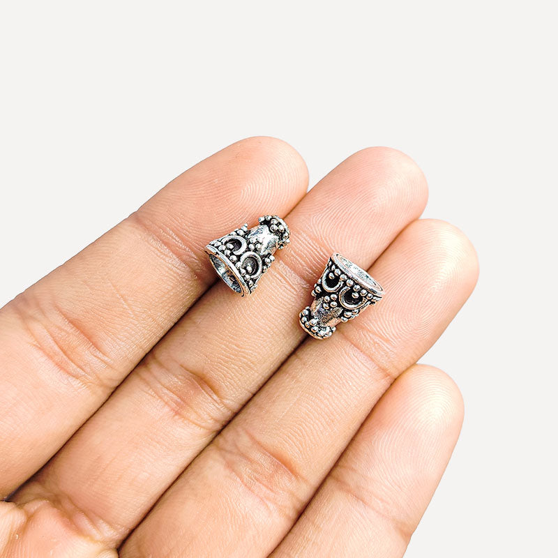 Elegant Silver Overlay Over Copper Cone India 11MM x 9MM decorative cone with 2MM inside hole and 6MM inside diameter