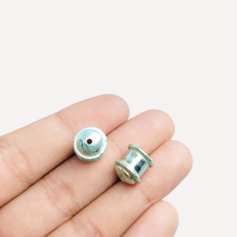 Silver Overlay Over Copper Cylindrical End Cap – Minimal Jewelry Finishing Component
