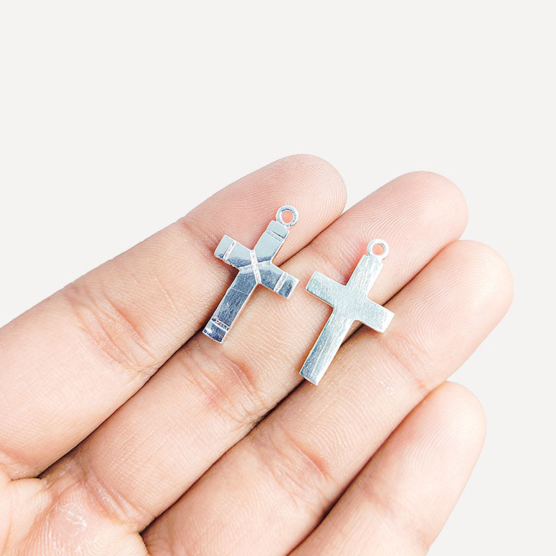 Silver Overlay Over Copper cross pendant handcrafted in India with antique oxidized finish.