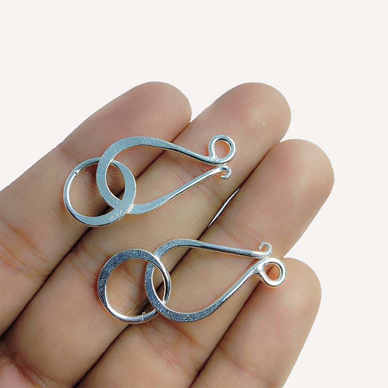 Silver Overlay Over Copper hook and ring clasp handcrafted in India with antique oxidized finish.