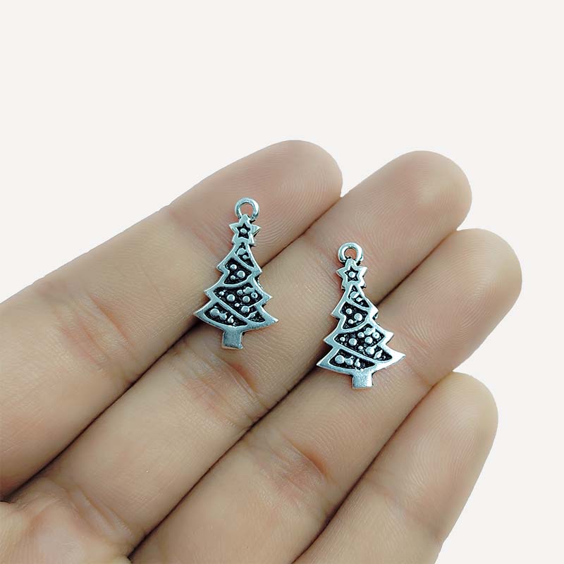 Silver Overlay Over Copper Christmas tree pendant with antique finish handcrafted in India.