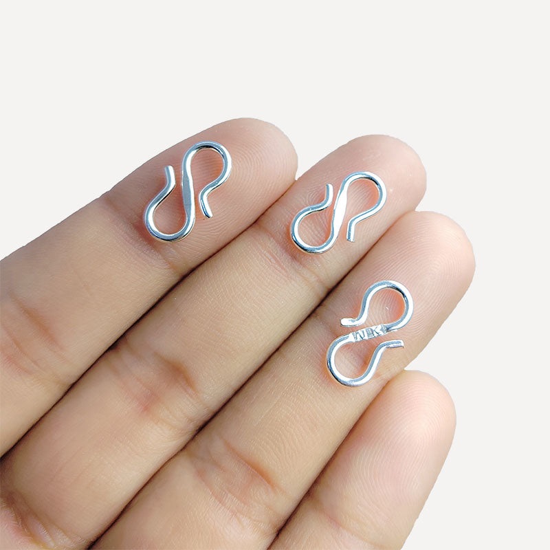 Silver Overlay Over Copper S Hook clasp handcrafted in India with polished finish.