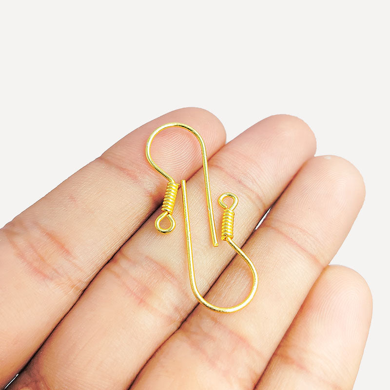Elegant 18K Gold Overlay India Coil Earwire For Earrings With Polished Finish Handcrafted In India