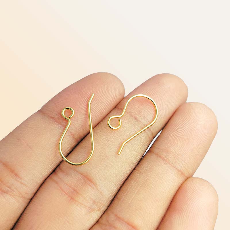 Elegant 18K Gold Overlay India Hook Earwire For Earrings With Smooth Polished Finish Handcrafted In India