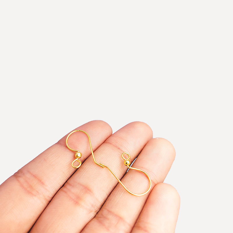 Elegant 18K Gold Overlay India Bead Earwire For Earrings With Polished Finish Handcrafted In India
