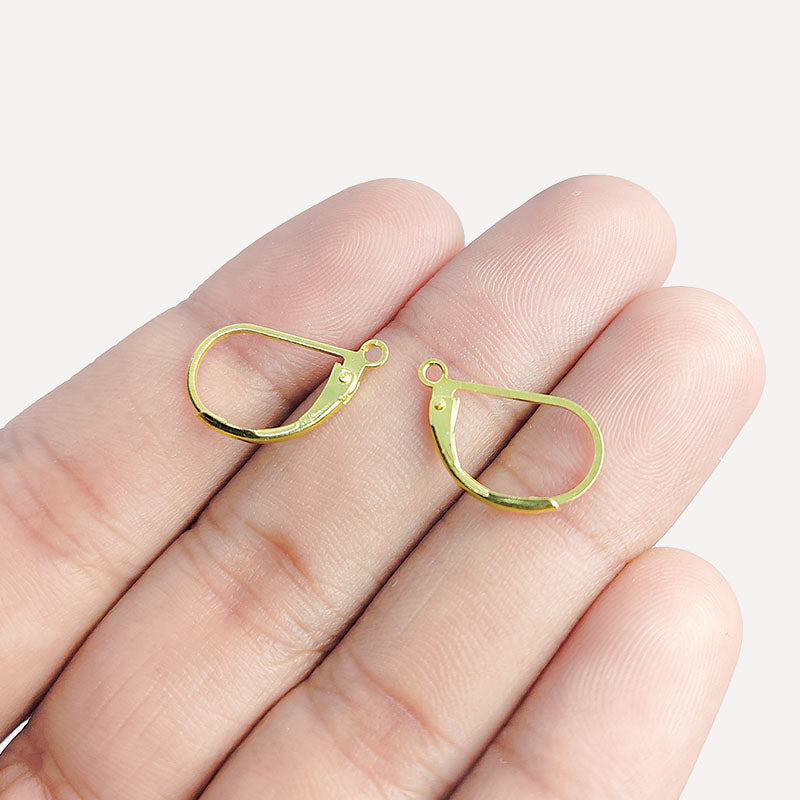 Elegant 18K Gold Overlay India Leverback Hoop Earwire For Earrings With Polished Finish Handcrafted In India