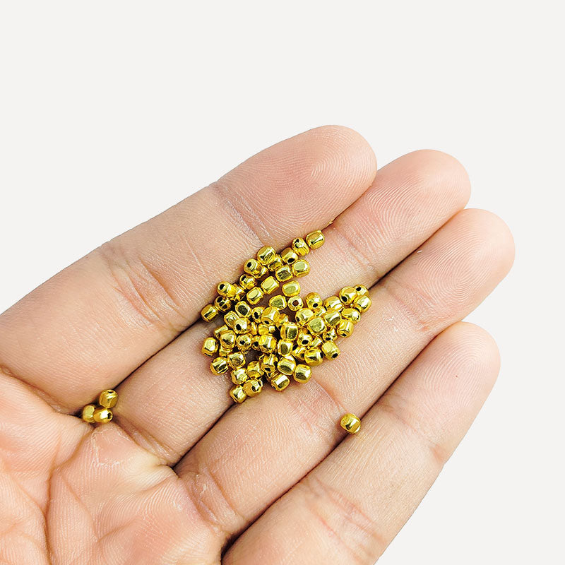 Elegant 18K Gold Overlay India Round Spacer Beads For Jewelry With Polished Finish Handcrafted In India