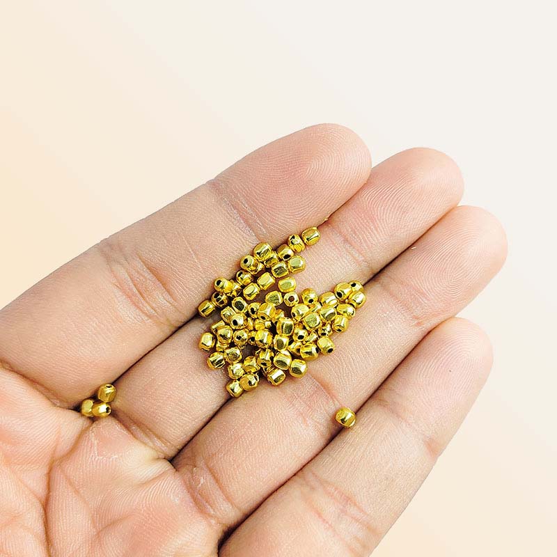 Elegant 18K Gold Overlay India Round Spacer Beads For Jewelry With Polished Finish Handcrafted In India