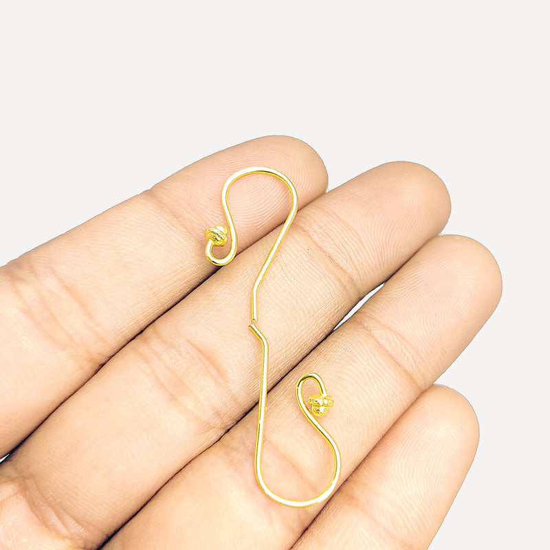 Elegant 18K Gold Overlay India Earwire With Bead Accent For Jewelry Handcrafted In India