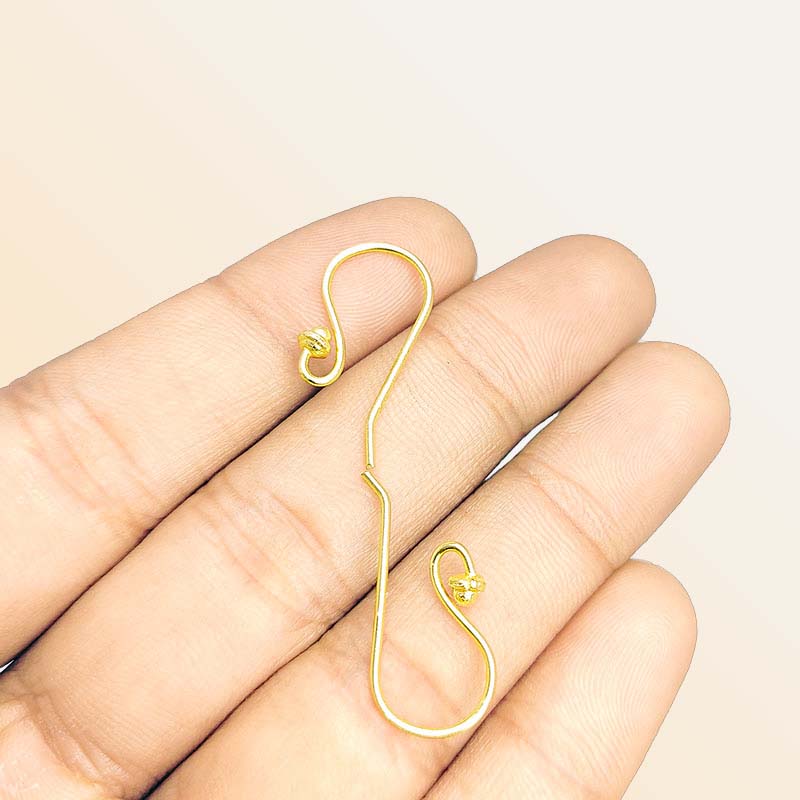 Elegant 18K Gold Overlay India Earwire With Bead Accent For Jewelry Handcrafted In India