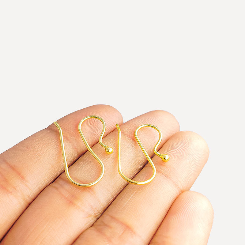 Minimal 18K Gold Overlay India Hook Earwire For Elegant Handmade Earrings Handcrafted In India