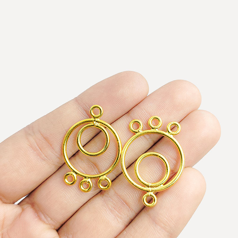 Handmade 18K gold overlay over copper chandelier earring findings from India with polished finish for jewelry making.
