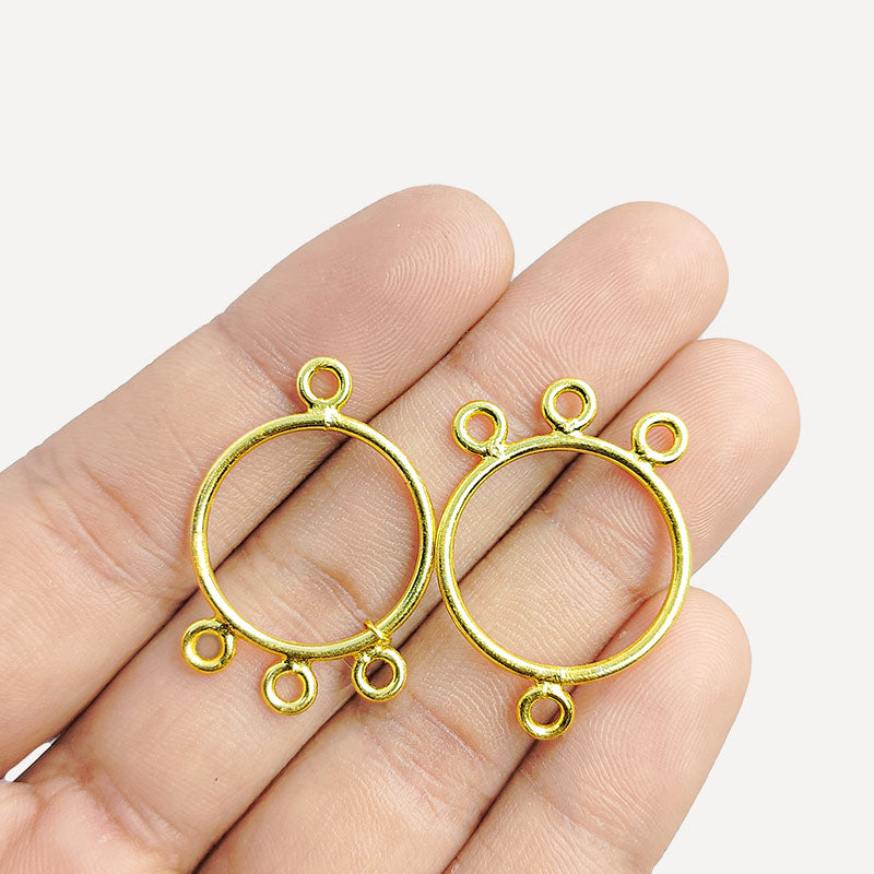 Handcrafted 18K Gold Overlay Over Copper chandelier earring finding with multiple loops for DIY jewelry projects, artisan quality from India.