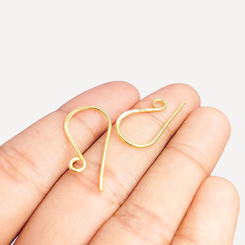 Elegant 18K Gold Overlay India Hook Style Earwire For Designer Earrings Handcrafted In India
