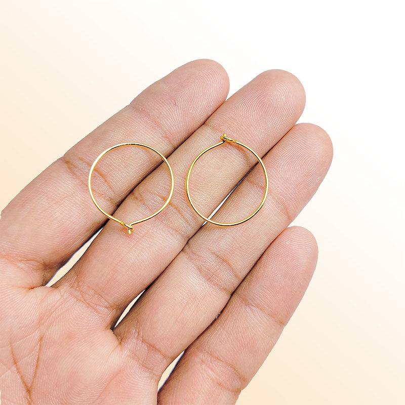 Elegant 18K Gold Overlay India Round Hoop Earwire For Handcrafted Earrings Handcrafted In India
