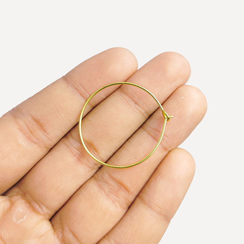Elegant 18K Gold Overlay India Round Hoop Earwire For Handcrafted Earrings Handcrafted In India