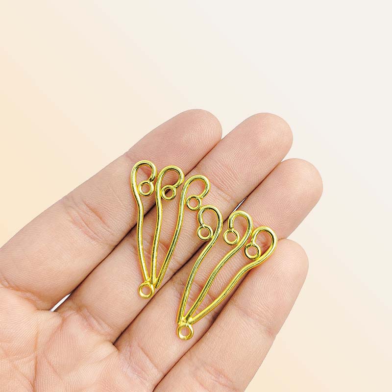 Handcrafted 18K Gold Overlay Three Strand Earwire Connector Jewelry Component From India