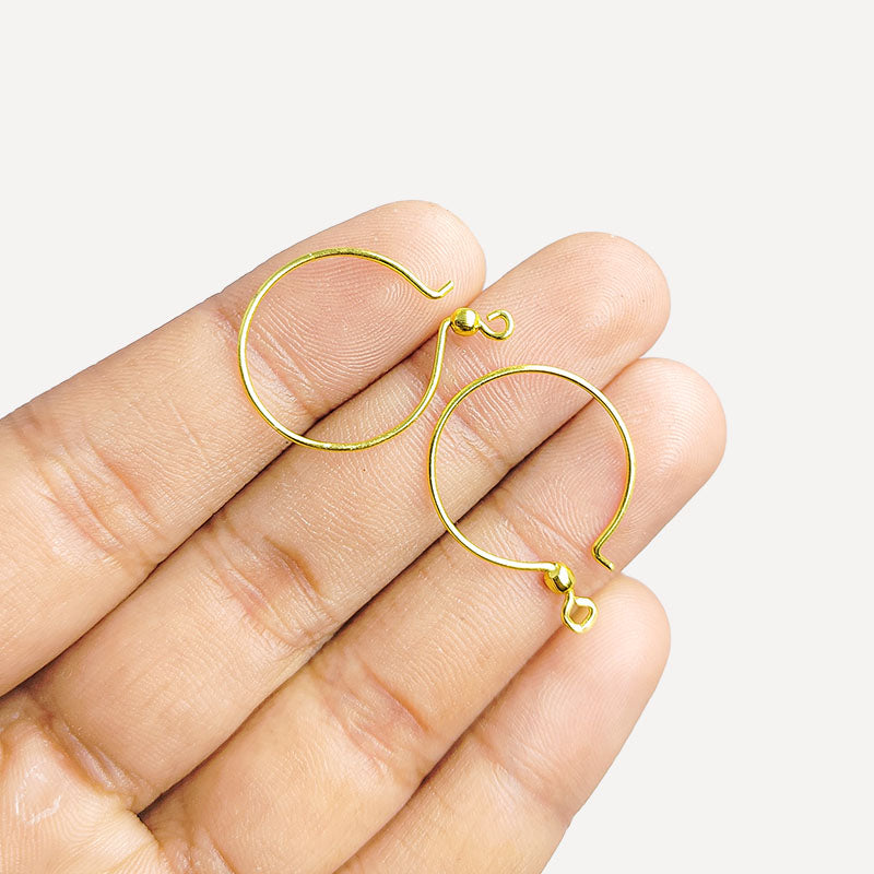 Handcrafted 18K Gold Overlay Round Loop Drop Hook Earwire Jewelry Connector From India