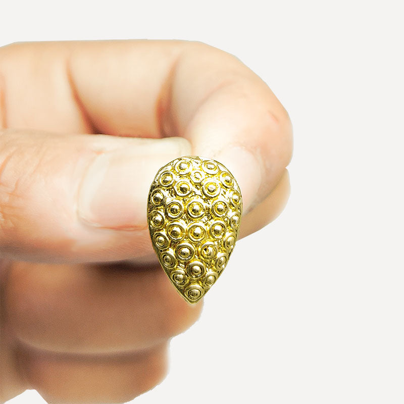 Handcrafted 18K Gold Overlay Teardrop Textured Stud Earwire Jewelry Connector From India