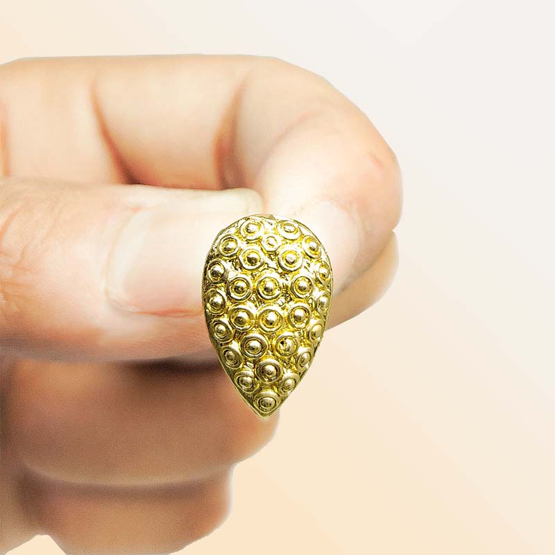 Handcrafted 18K Gold Overlay Teardrop Textured Stud Earwire Jewelry Connector From India